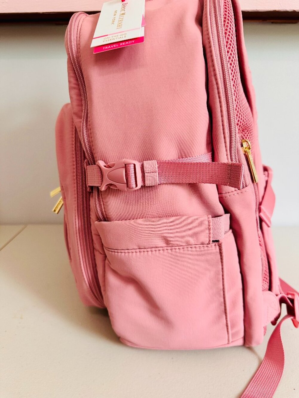 ISAAC MIZRAHI TIKTOK VIRAL PINK LAPTOP ON-THE-GO ESSENTIALS TRAVEL BACKPACK - Picture 5 of 12